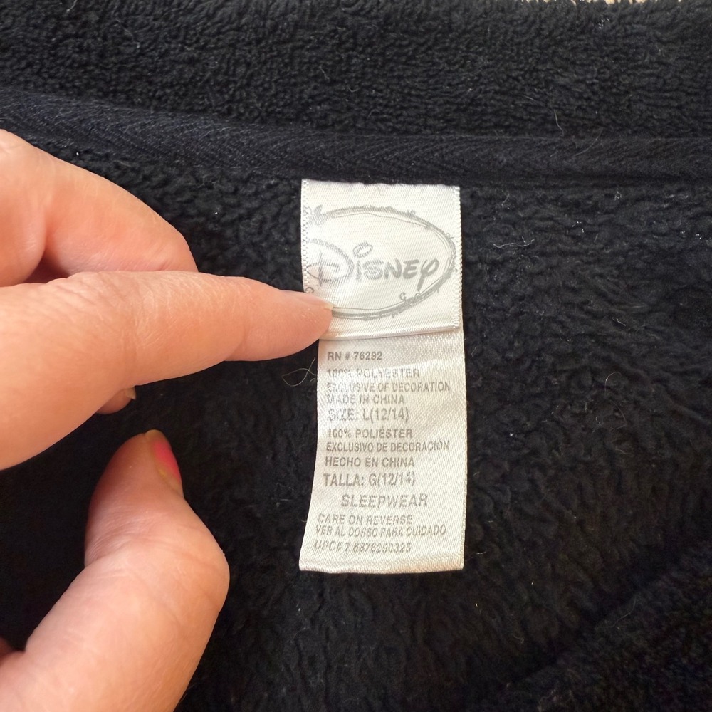 Disney Womens Large Black Plush Pullover Mickey Mouse Embroidered Sleepwear Top - Picture 3 of 7